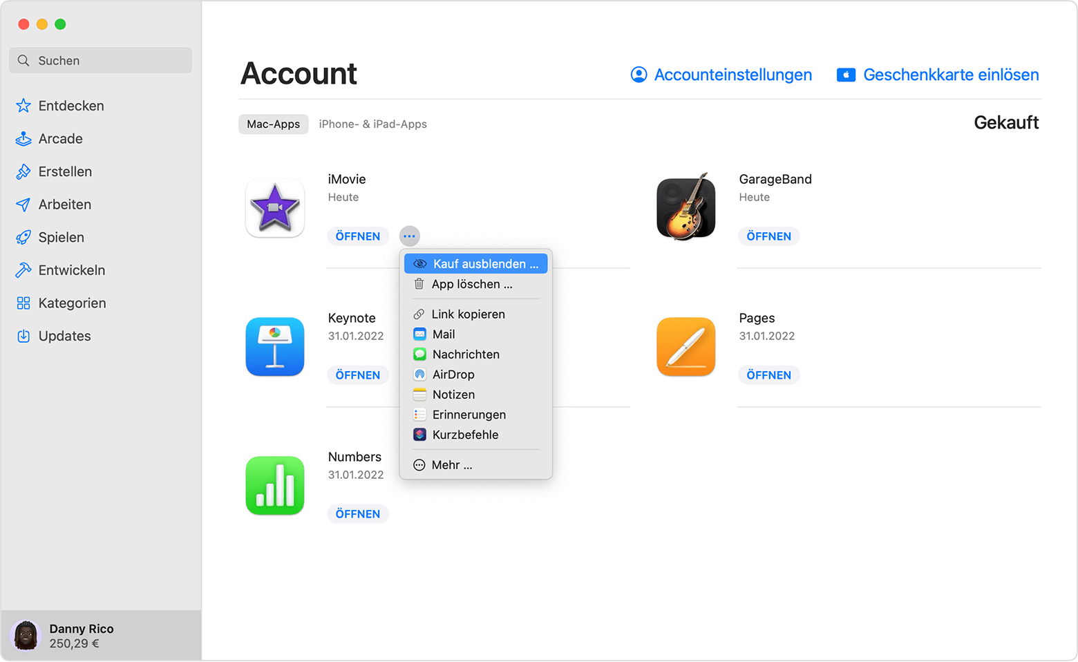 macOS-Ventura-App-Store-Käufe-Kauf-ausblenden