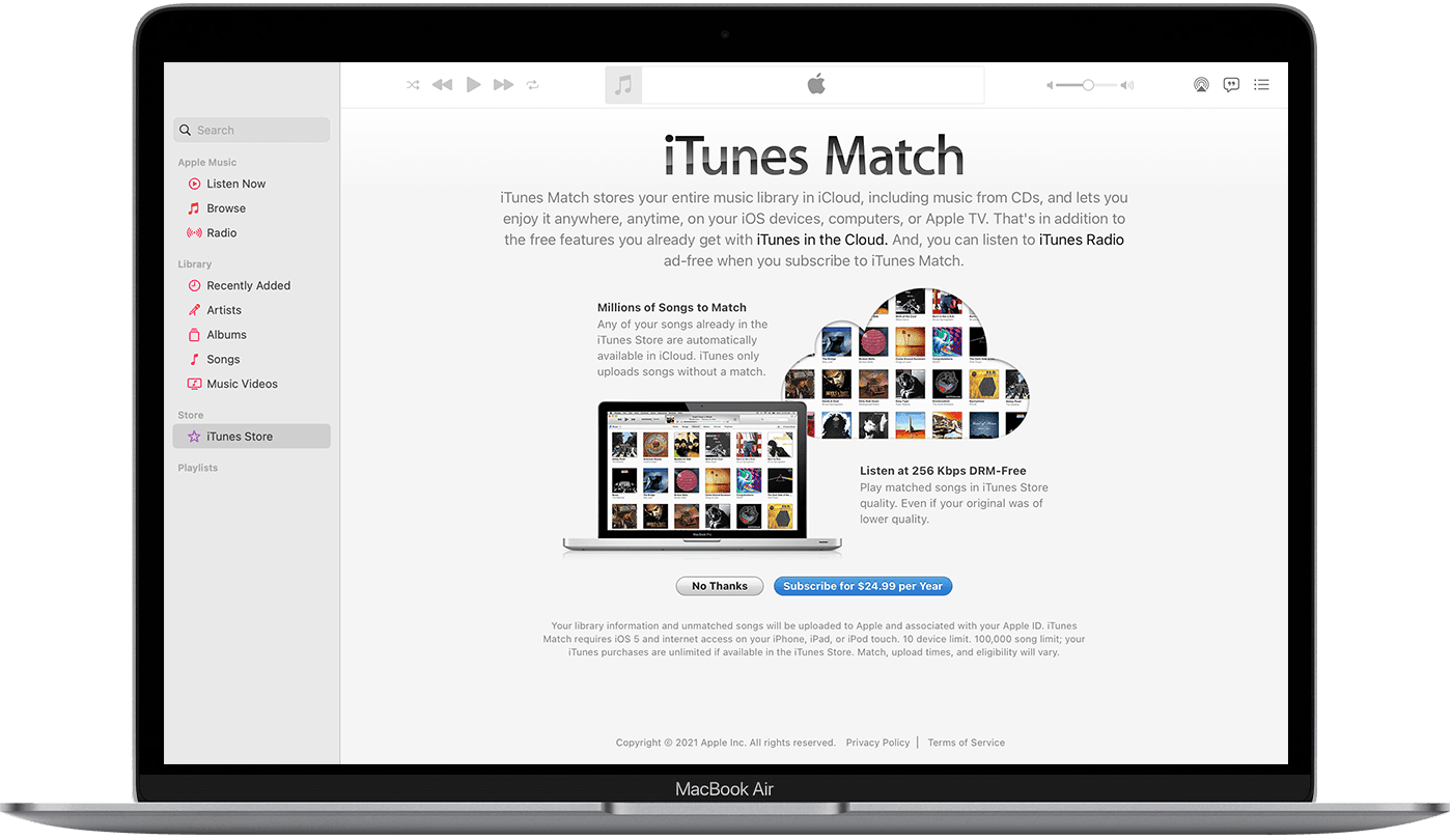 macOS Monterey MacBook Air 음악 iTunes Match 대표 이미지