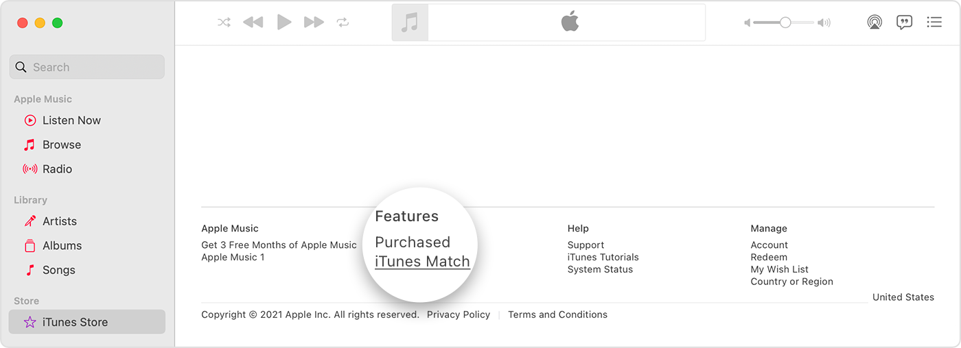 macOS Monterey，音乐，iTunes Store，iTunes Match，标注