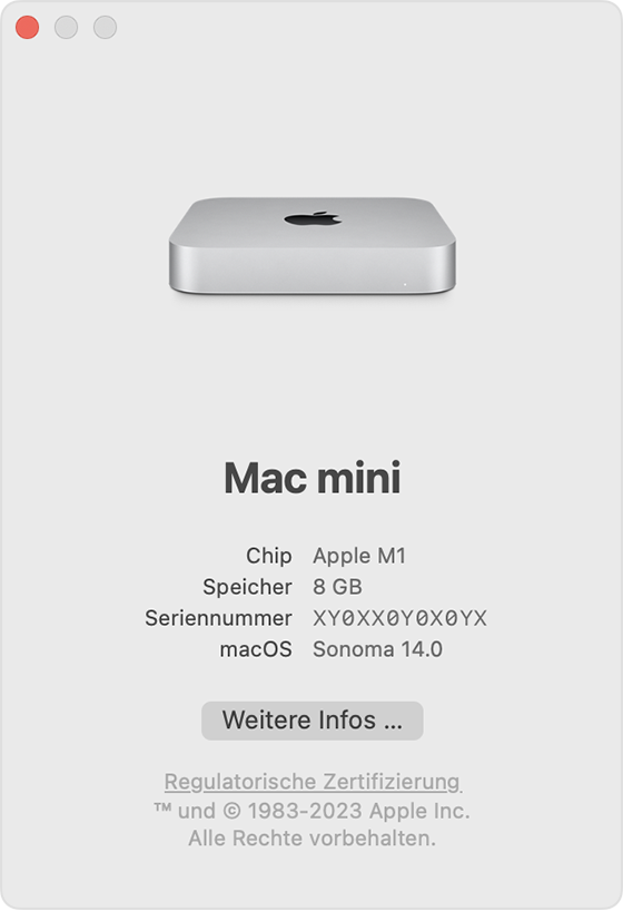 Fenster "Über diesen Mac"