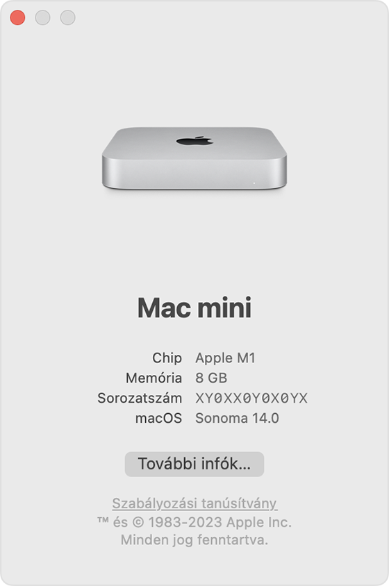 A Mac névjegye ablak
