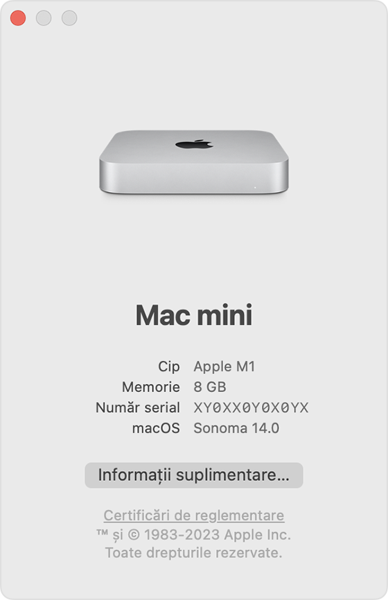 Fereastra Despre acest Mac