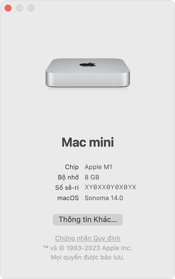 Cửa sổ Giới thiệu về máy Mac này
