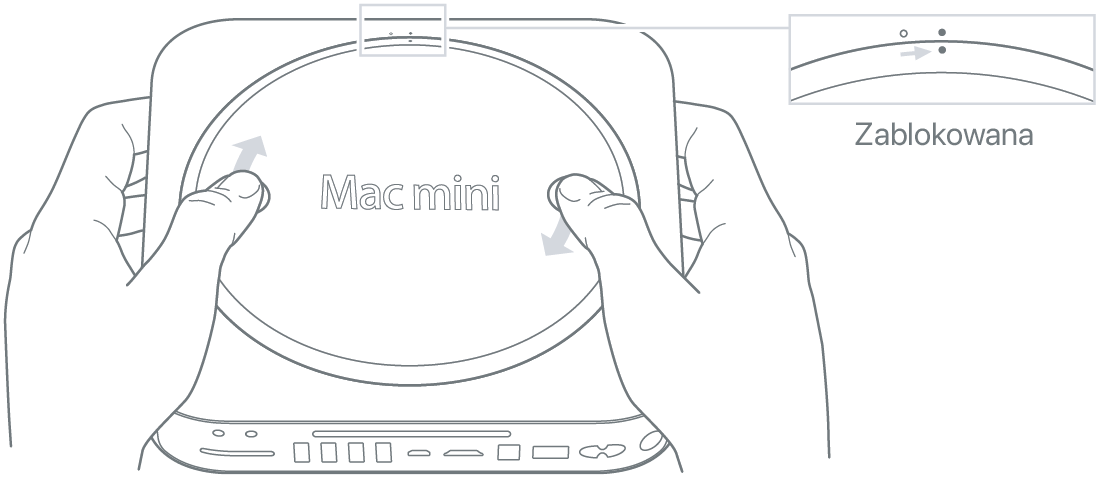 Spód Maca mini z pokrywą dolną w pozycji zablokowanej