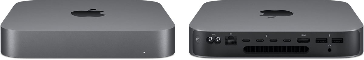 Front and back of Mac mini (2018).