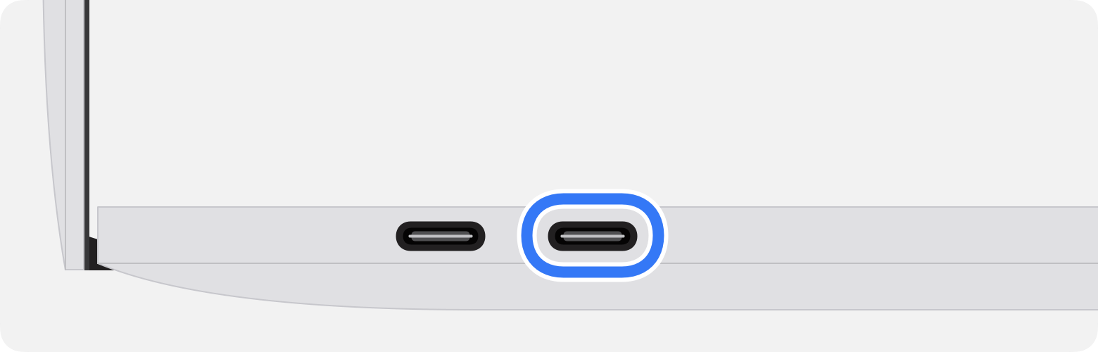 顯示最右邊 USB-C 連接埠的 MacBook Pro