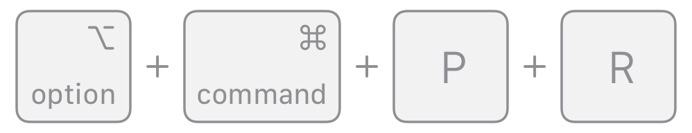 按住 Option、Command、P、R 以在基于 Intel 的 Mac 上重置 NVRAM。