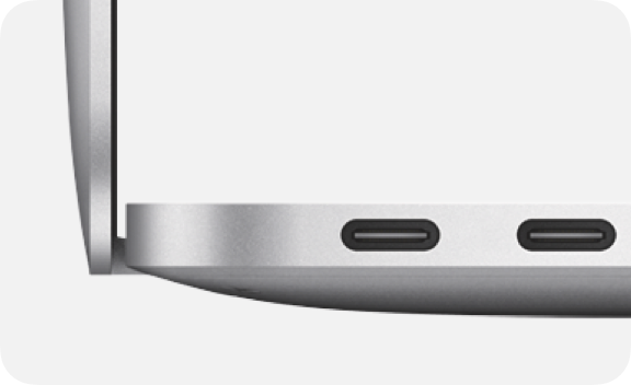 Vista de cerca de dos puertos USB-C en una MacBook Air