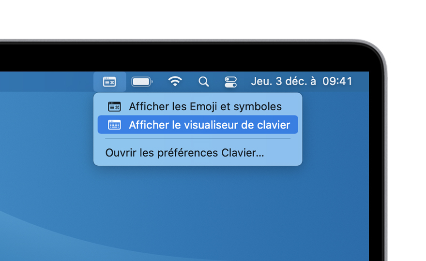 Utiliser le visualiseur de clavier sur Mac - Assistance Apple (SN)