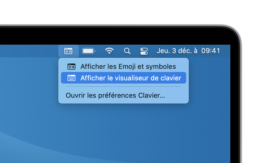 Utiliser le visualiseur de clavier sur Mac - Assistance Apple (GQ)
