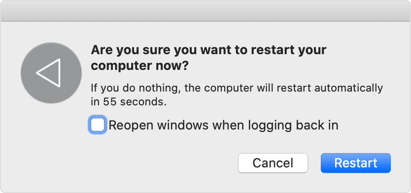 Dialog: Are you sure you want to restart your computer now?