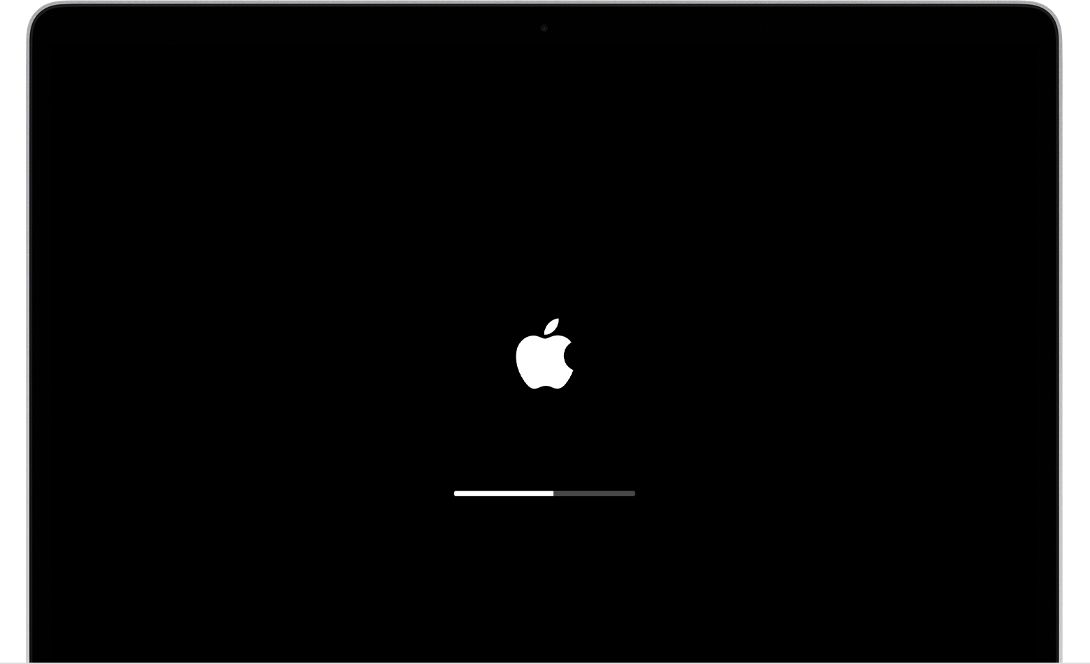 Apple logo with progress bar