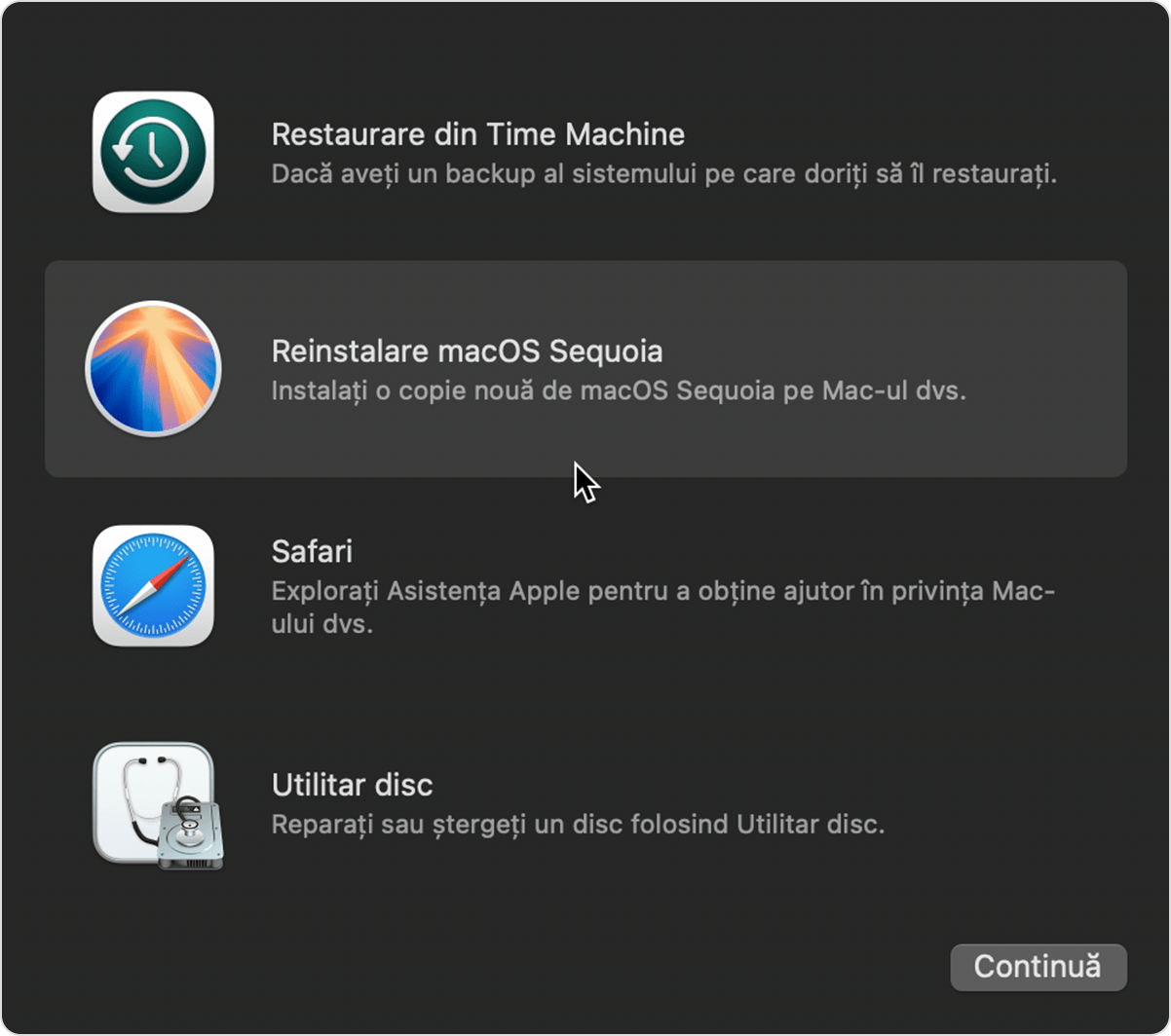 Fereastra Utilitare pentru macOS Sequoia