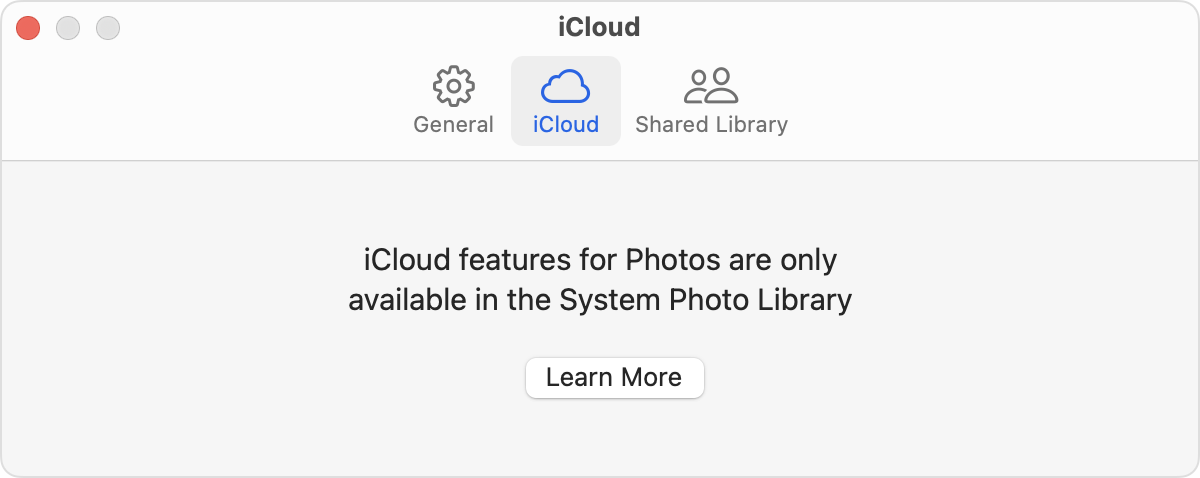 Photos app showing the iCloud tab