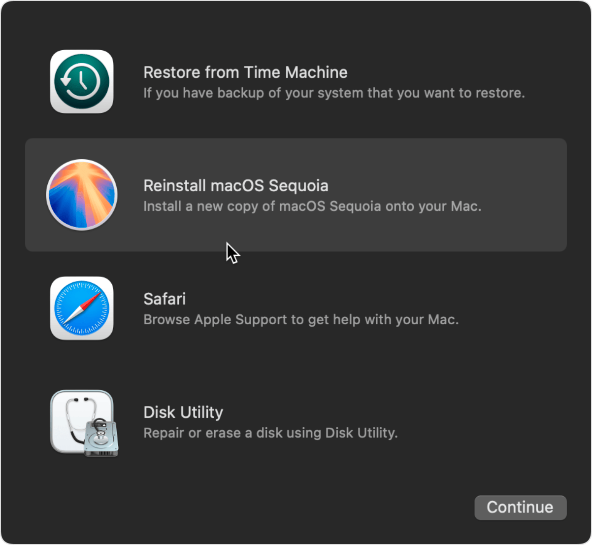 Utilities window for macOS Sequoia