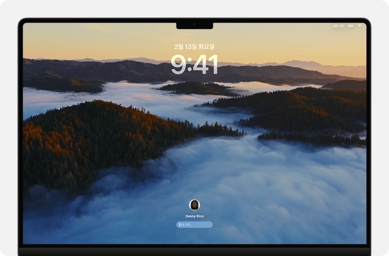 macOS Sonoma 사용자 로그인 화면