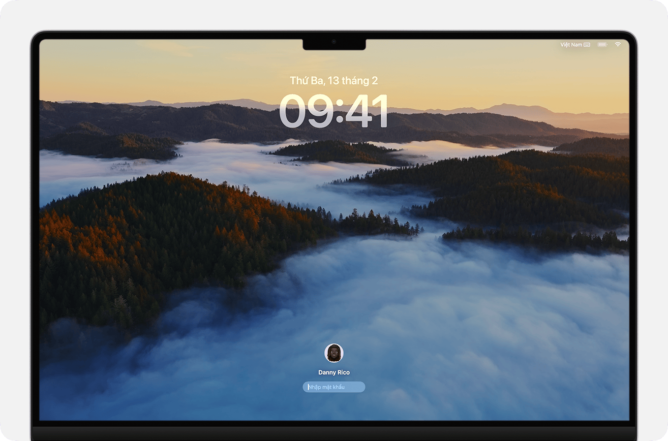 Màn hình đăng nhập người dùng macOS Sonoma