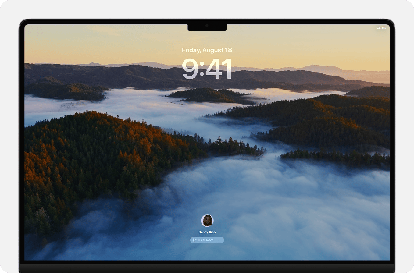 Schermata di login utente di macOS Sonoma