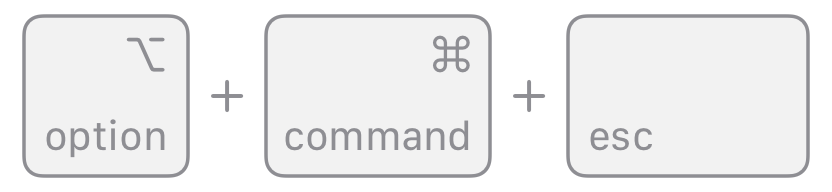 Mac を強制終了する方法：「option + command + esc」キーを押す