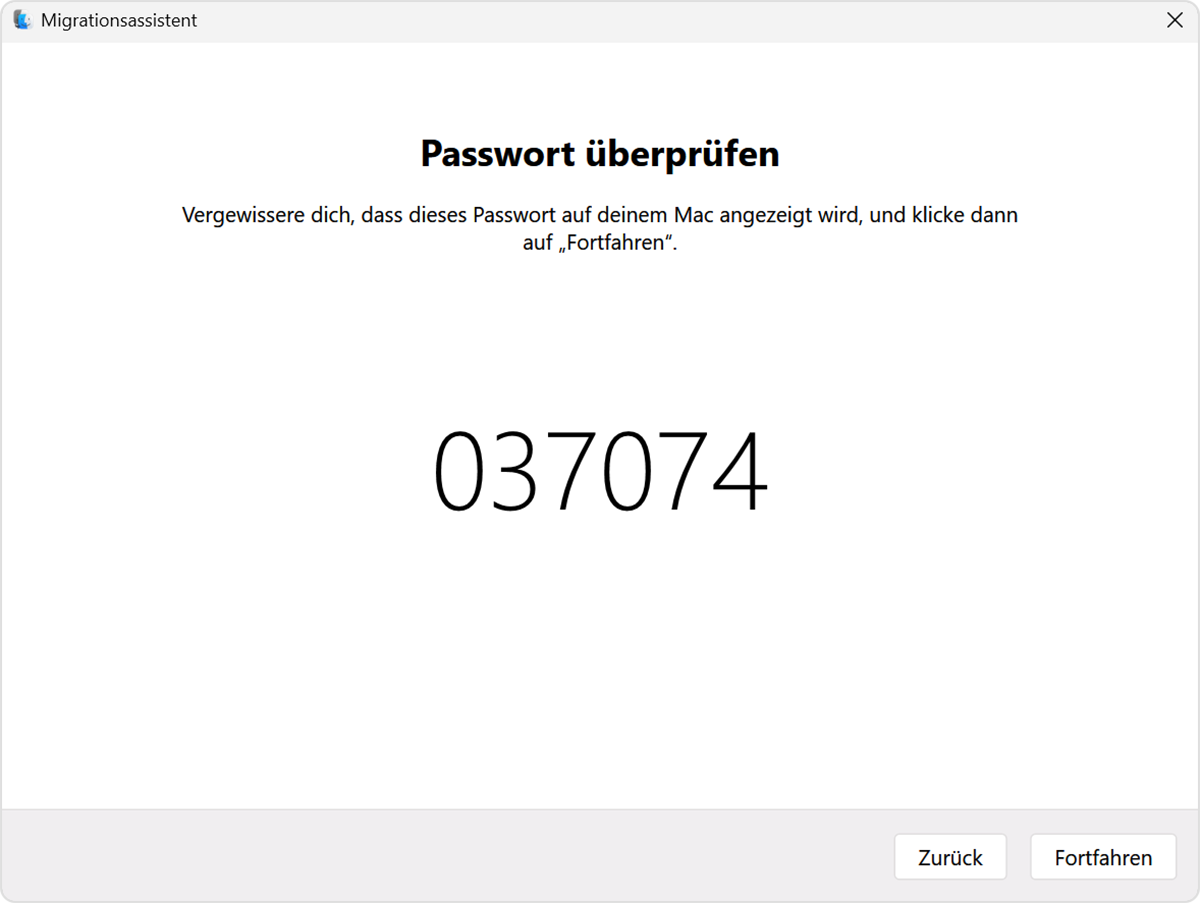 Migrationsassistent auf dem PC: Code überprüfen