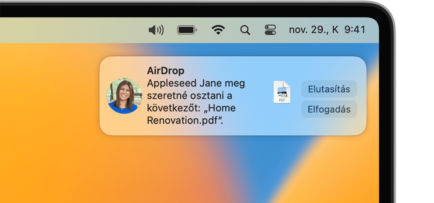 AirDrop-értesítés