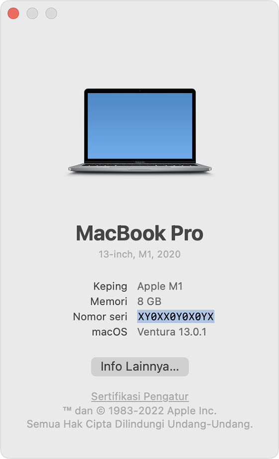 Nomor seri Mengenai Mac Ini macOS Ventura