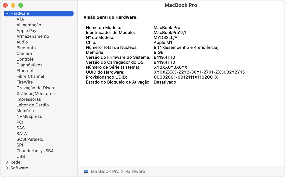 macOS Ventura — Informações do Sistema — Número de série do modelo