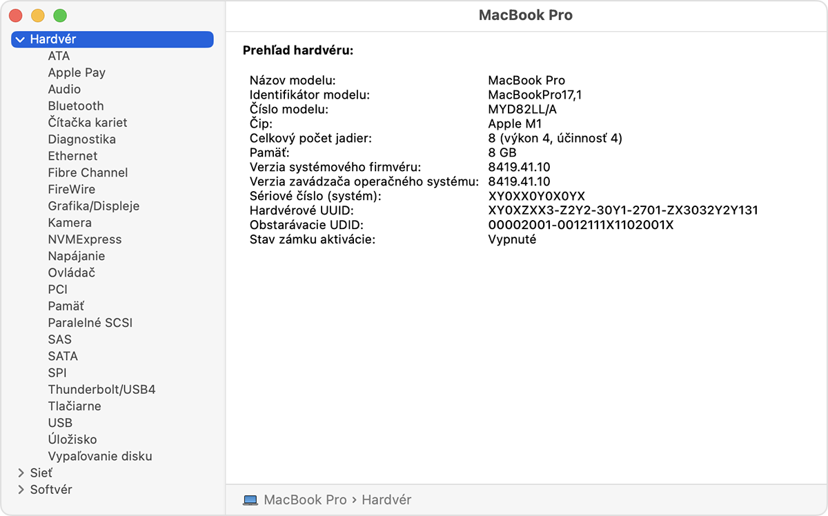 macOS Ventura – Informácie o systéme – Model a sériové číslo