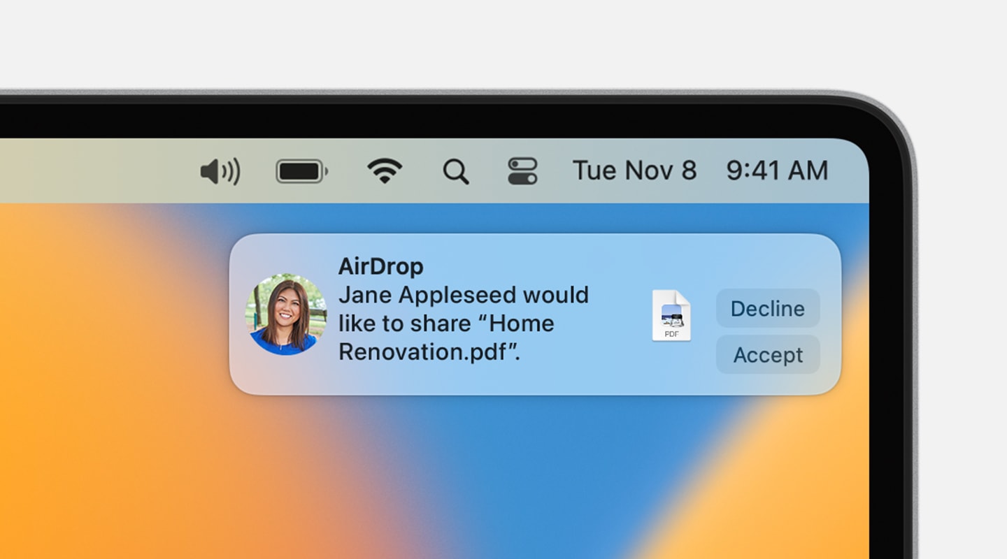 AirDrop notification