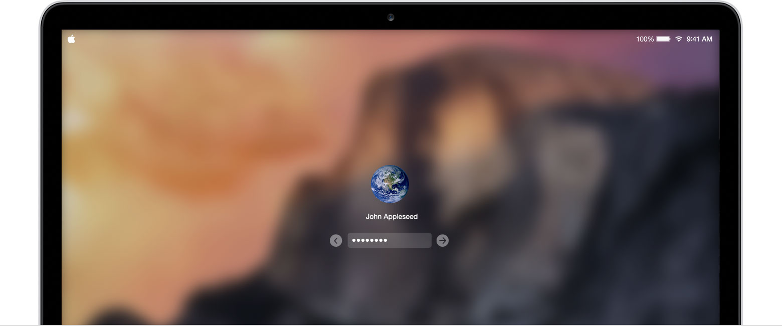 Schermata del Mac che mostra la possibilità di inserire la password per accedere al tuo account utente