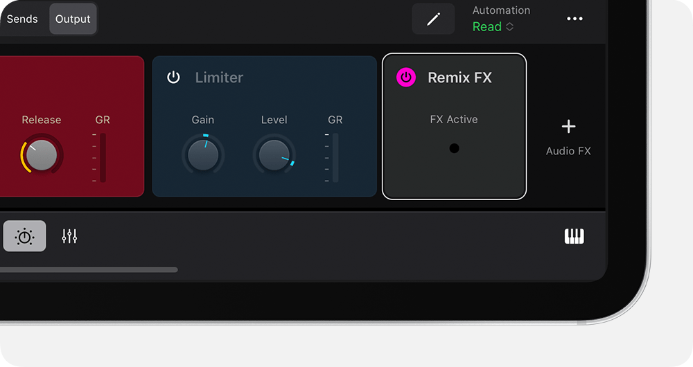 Plug-in area with Remix FX tile.