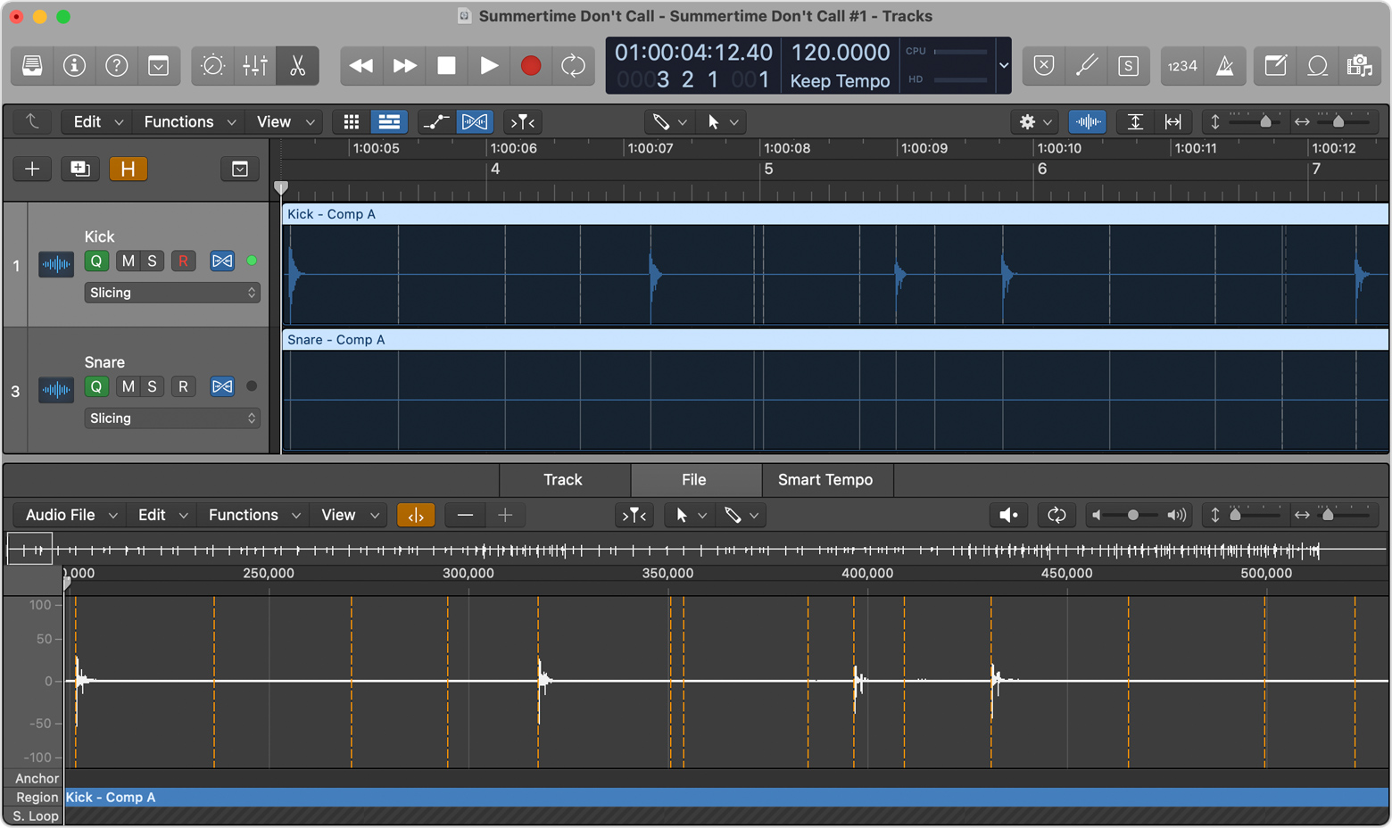 Logic Pro window with timing adjustments