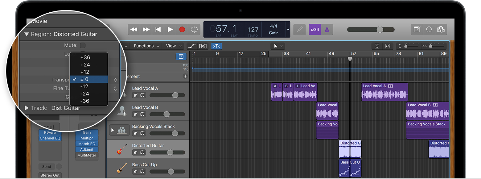 Change the pitch of an audio region in Logic Pro for Mac - Apple Support