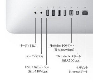 iMac (21.5-inch, Mid 2011) - 技術仕様 - Apple サポート (日本)