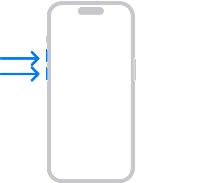 iPhone med pile, der peger på lydstyrkeknapper